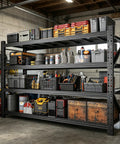 Beefed Up Garage Shelving System 73 Inches High, Ultra Heavy Duty, 4000 Pound Total Load Capacity, No Sag Steel Shelves With Reinforced Beams And Brackets, Easy Assembly, Holds Heavy Tools, Bins And Gear in garage