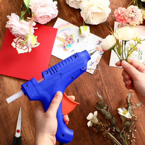 4 Pack 100W Full Size Hot Glue Gun Set Blue Bulk For Crafts And Repairs Must Have Durable Easy Grip High Heat Glue Guns With Quick Heat Up Reliable Adhesive Tool Kit For DIY Projects on floral craft project
