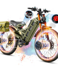 Heavy Duty 2025 4000W Dual Motor Electric Bike For Adults, Cranks Out 46 Mph Without Breaking A Sweat, 52V 70Ah Battery, equipped with fat tires and a storage bag.