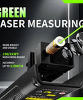 Green Laser Distance Meter With USB C Rechargeable Battery Live XY Angle Sensor 196 Feet Range For Quick Accurate Measurements In DIY Projects Easy To Use For Home Renovation And Construction, black handheld tool with green beam