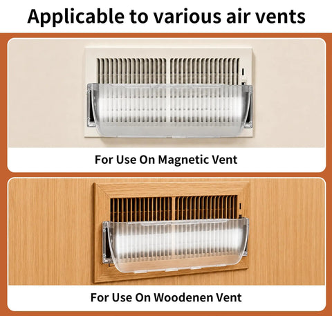 Two Pack Air And Heat Deflectors For Vents Sidewalls And Ceiling Registers Adjustable From Eight Point Five To Fifteen Inches No Fuss Magnetic Mount Two Part Expandable Design Redirects Air Flow For Better Comfort And Energy Savings on magnetic and wooden vents