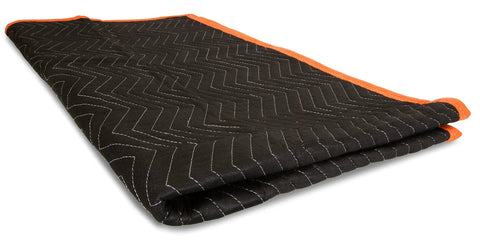 Heavy Duty Padded Moving Blankets 72-Inch By 40-Inch 6-Pack For Moving Day Protection, folded polyester blanket with orange trim