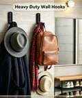 Tough As Nails Zinc Alloy Folding Wall Hooks Space Saver Flip Down Design For Coats Bags Hats And Keys, with hats and bags displayed.