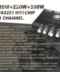 Specifications of Beefy 2.1 Channel Bluetooth Amplifier Board With Subwoofer For Home Theater And Car Audio, TPA3251 Chip detailed in text.