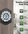 Glass Door Knobs Interior 6 Pack Crystal Doorknobs With Lock For Privacy Black Matte Finish Vintage Diamond Glass Door Knob Set