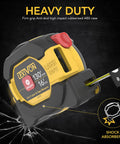 Heavy duty casing of the Two In One Digital Laser Distance Meter And Tape Measure With 130 Foot Laser Range And 16 Foot AutoLock Tape.