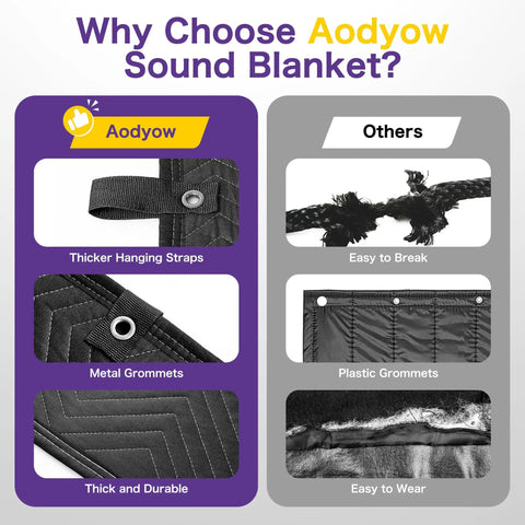 Comparison of Badass Heavy Duty Extra Large Sound Dampening Blanket 2 Pack 96 By 80 Inches with features like thicker straps and metal grommets.