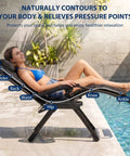Woman relaxing on Oversized Zero Gravity Lounge Chair 33 Inch XXL Outdoor Recliner by pool