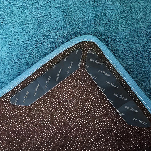 Rug corner with 12 Piece Reusable No Slip Rug Grippers For Secure Rug And Mat Placement Washable Carpet Tape on hardwood floor