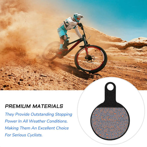Cyclist on dusty trail showing Two Pairs Disc Brake Pads For Tektro Novela IOX Disc Brakes Also Fits Other Models With The Same Shape