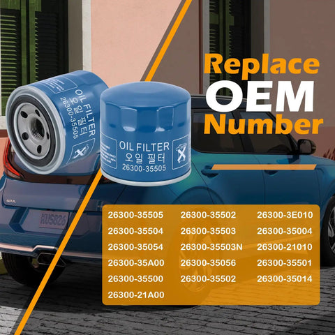 Engine Oil Filter Kit For Hyundai Elantra Tucson Santa Fe And Kia Sportage Forte Seltos With Drain Plug Gasket, OEM numbers