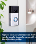 Tri-Volt Doorbell Transformer With 8Vac 10VA, 16Vac 10VA, Or 24Vac 20VA Options UL Certified Universal Power Supply installed with Ring doorbell