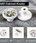 Colorful Tulip Cabinet Knobs 4 Pack For Kitchen And Bathroom In Stained Glass Style with tulip design on gray fabric