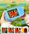 Kid Friendly Handheld Microscope With 4K Live View, 2.4 Inch IPS Screen, 1000x Magnification, Built In Camera, 12 Prepared Slides, STEM Educational Toy for Learning and Exploration, Perfect Gift for Ages 3 to 12, blue handheld device showing butterfly wing close-up