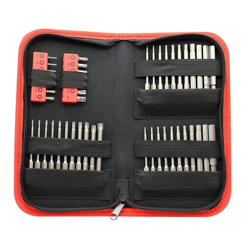 47-piece Hex Head Allen Wrench Drill Bit Set 47Pcs With Metric And SAE, Quick Change 1 4 Inch Shank in red carrying case