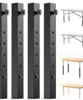 Adjustable Table Leg Extenders Knock Your Saggy Desks Into Shape With Bulletproof Steel Risers, set of 4 powder-coated black risers.