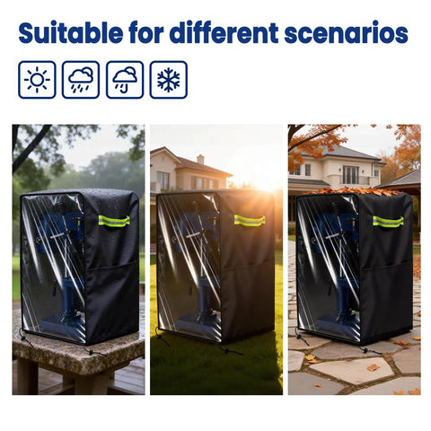 Tough As Nails Heavy Duty Waterproof Cover Slick Fit Dust Shield for 10 Inch Mini Benchtop Drill Press outdoors in varied weather.