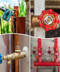 Heavy Duty Red Painted Cast Iron Outside Faucet Handle For 8x8mm Square Stem Spigot Valve Kit with plumbing fixtures and valves.