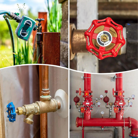 Heavy Duty Red Painted Cast Iron Outside Faucet Handle For 8x8mm Square Stem Spigot Valve Kit with plumbing fixtures and valves.