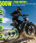 Rider on Powerful 1500W Peak Fat Tire Electric Mountain Bike For Adults All Terrain 20 Inch Wheels on rocky trail.