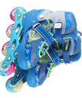 Adjustable Inline Skates For Kids With Breathable Mesh And Light Up Wheels Outdoor Roller Blades Size 35-38, blue side view