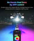 Lit Underglow LED Kit With Brake And Turn Signals For Motorcycles, RGB Lights showing dual zone lighting via DITRIO app control