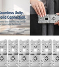 Heavy Duty Sectional Couch Connectors 6 Pack, Metal Lock Clips secure two sofa sections, interlocking design visible in silver.