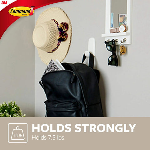 Damage-Free Jumbo Hook Set With 8 Strong Strips, 4 Self-Adhesive Hooks holding backpack and hat on wall