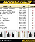 Fitment and screw types guide for Premium Anodized Carbon Fiber 50 Cal Bullet Antenna for Ford F150 F250 Truck.