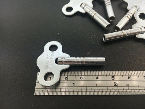Five Piece Metal Clock Key Set Size 4 Or 3.25 Mm Silver Clock Keys For Repair And DIY Projects New USA Made Durable Clock Parts Kit