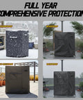 Built Tough Table Saw Cover With Waterproof Jobsite Weather Guard And Integrated Tool Storage Pockets For Contractor Shop Equipment And All Season Protection, snowproof, windproof, rainproof, UV-resistant, gray fabric.