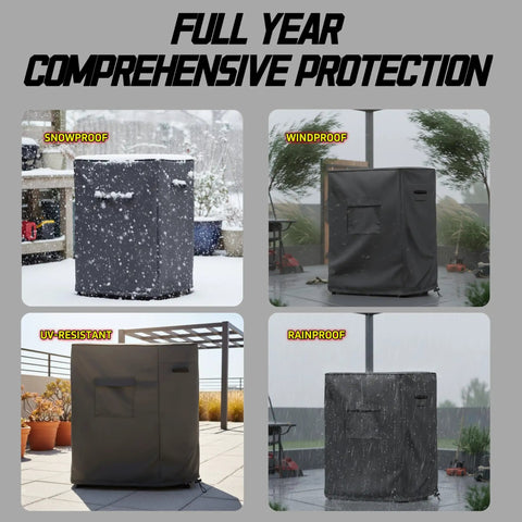 Built Tough Table Saw Cover With Waterproof Jobsite Weather Guard And Integrated Tool Storage Pockets For Contractor Shop Equipment And All Season Protection, snowproof, windproof, rainproof, UV-resistant, gray fabric.