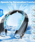 Portable Neck Fan With 6 Speeds And 8000mAh Battery, Hands-Free Cooling Fan Design in Icy Background