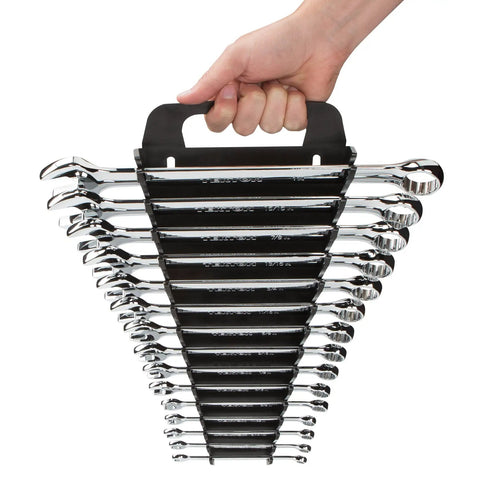 15 Tool Wrench Holder For Tekton 1/4 To 1 Inch Combination Wrenches With Nonslip Flexible Teeth Grip Durable Organizer Made In USA