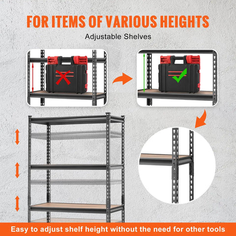 Heavy Duty 5 Tier Adjustable Metal Storage Shelving Unit With 2000 Lb Capacity Beefy Garage Organizer, adjustable shelves view
