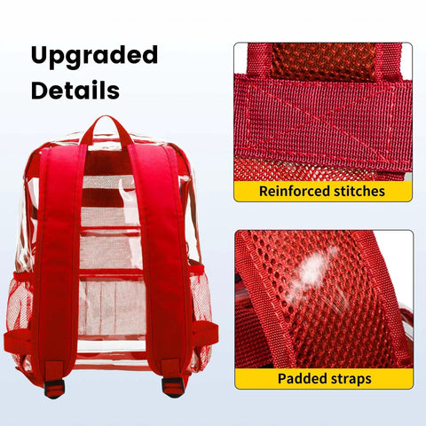 Heavy Duty Clear Backpack With Thick Smellless PVC Reinforced Straps And Stitching Large Capacity For College And Workplace Security