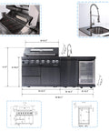 82 Inch Natural Gas Outdoor Kitchen Island with Grill - 6-Burner 85000 BTU, Height-Adjustable Infrared Rear Burner, Sink/Wine Cooler
