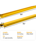 84 Inch Fork Extensions For Forklifts, Heavy Duty Pallet Fork Extensions 4.5 Inch Wide, Durable Steel, Yellow, 1 Pair, YINTATECH