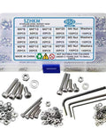 850 Piece Stainless Steel Nuts and Bolts Set M2 M3 M4 Hex Machine Screws Assortment Kit with Wrench in box.