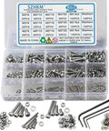 850 Piece Stainless Steel Nuts and Bolts Set M2 M3 M4 Hex Machine Screws Assortment Kit With Wrench For Electronics Projects