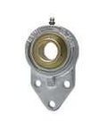 Front view of Single UCFB201-8NPMZ2 1/2 in wide inner-ring set screw ball bearing insert, zinc-plated with nickel-finish flange housing