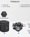Effortlessly level a camera on uneven ground with this aluminum three legged leveling base featuring included accessories