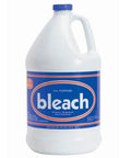 Front view of Sam all-purpose liquid bleach gallon jug, white plastic with blue cap and blue label.