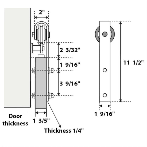 Diagram of Sliding Double Barn Doors With Hardware For Modern Interiors Grey Oak Finish assembly measurements