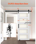 Sliding Barn Door 32x84 Modern Farmhouse Vibe With Glass Panel And MDF Core Includes Hardware Kit Water Resistant PVC Coating