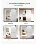 Sliding Barn Door 36 By 84 Inches With MDF Panel And Hardware Kit, Water Resistant PVC Coating, Easy Installation, Quiet Glide, H Frame