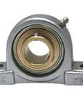 Front view of 1-1/4 in Zinc-Plated Wide Inner-Ring Pillow Block Bearing Single Unit with Nickel P207NP Housing, Set Screw Lock
