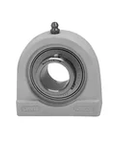 Take Up White Plastic Tap Base Pillow Block Bearing With Three Quarters Inch Stainless Steel Insert Ball Bearing Locking Set Screw RF Double Lip Seal Relubrication Ready front view