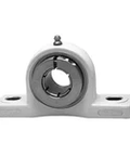 1-7/16 in Pillow Block Unit Kanigen Accu-Loc RF Black, Single-Row Ball Insert with Open/Close Cover, front view