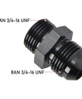 8AN Male Flare To 8AN ORB O-Ring Boss Fuel Pump Rail Adapter Fitting Aluminum Black Anodized 6061-T6 Pack Of 2